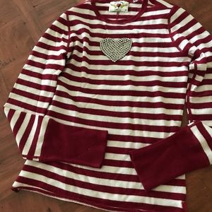 Cashmere silk sweater with rhinestone heart